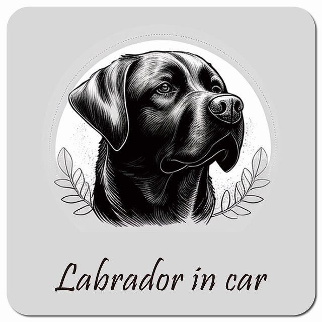Dog in Car イラスト付 ラブラドール Aタイプ 車用 マグネット 13x13cm 正方形 カーマグネット 表示プレート