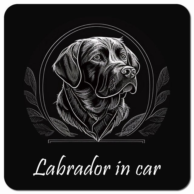 Dog in Car イラスト付 ラブラドール Cタイプ 車用 マグネット 13x13cm 正方形 カーマグネット 表示プレート