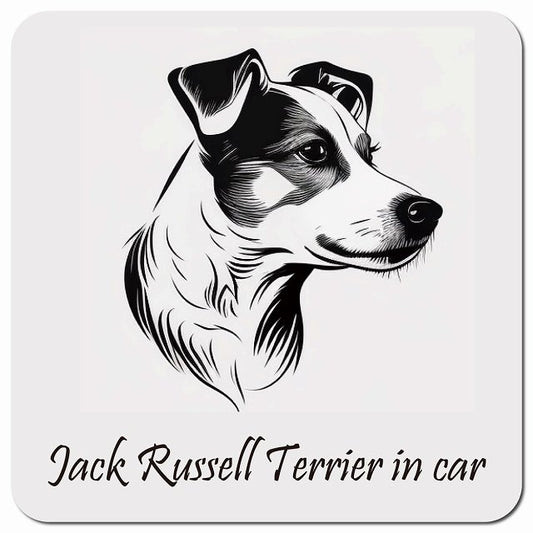 Dog in Car イラスト付 ジャックラッセルテリア Bタイプ 車用 マグネット 13x13cm 正方形 カーマグネット 表示プレート