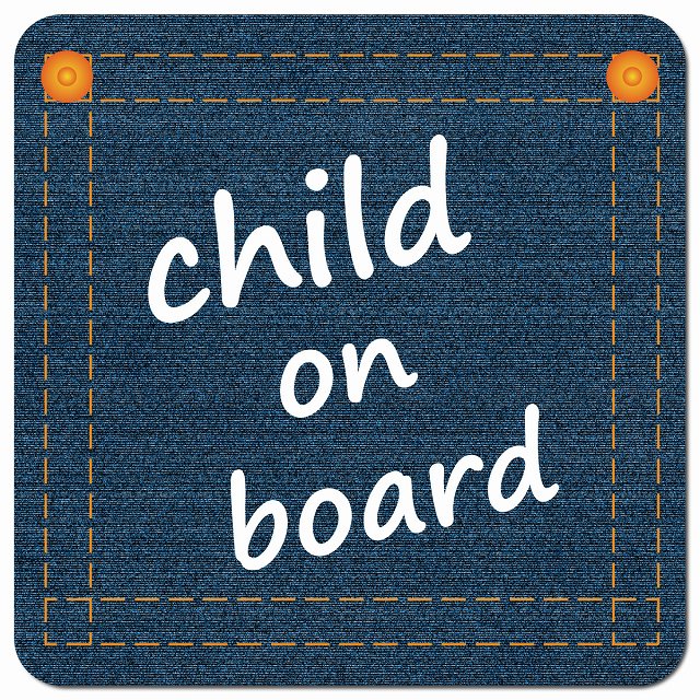 child on board デニム デザイン Aタイプ 小文字 車用 マグネット 13x13cm 正方形 カーマグネット 表示プレート