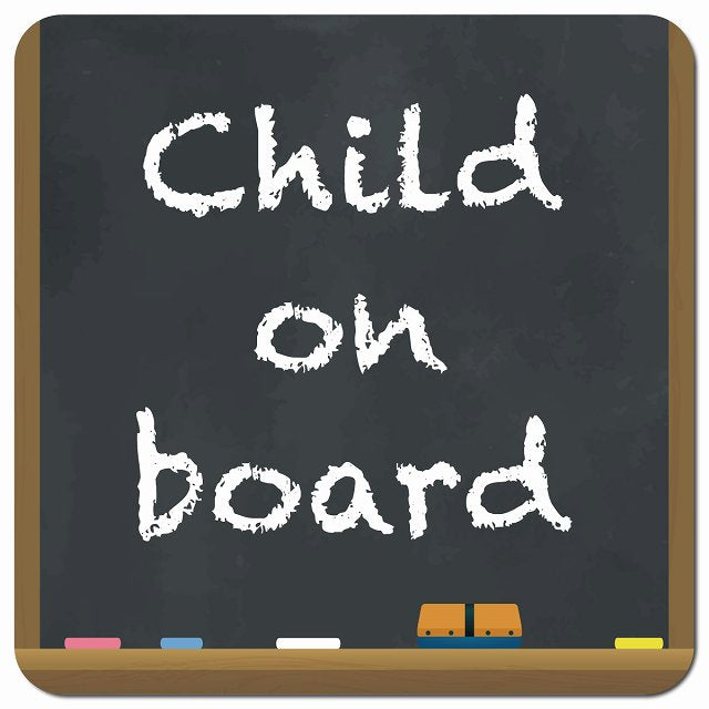 child on board 黒板 デザイン ブラック 車用 マグネット 13x13cm 正方形 カーマグネット 表示プレート