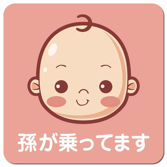 baby in car B5タイプ 車用 マグネット 13x13cm 正方形