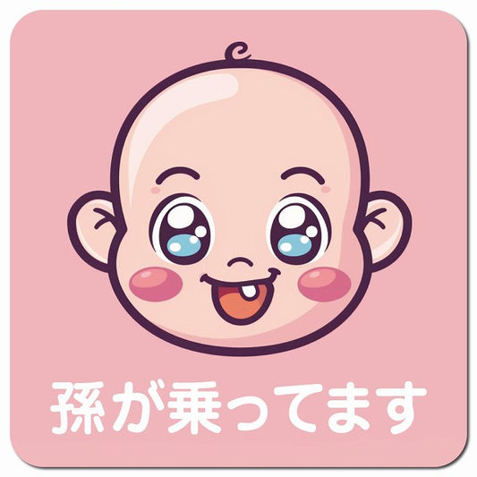 baby in car B6タイプ 車用 マグネット 13x13cm 正方形