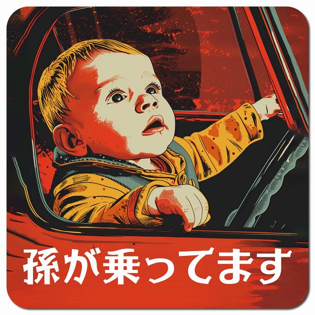 孫が乗ってます D9タイプ 車用 マグネット 13x13cm 正方形 カーマグネット 表示プレート