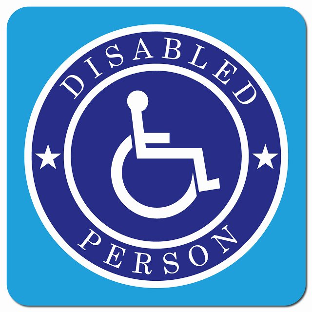 DISABLED PERSON 車椅子 障がい者マーク ブルー 車用 マグネット 13x13cm 正方形 カーマグネット 表示プレート