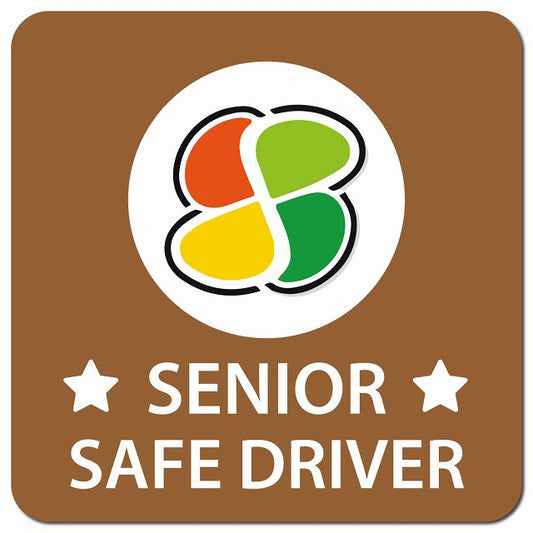 高齢者マーク SENIOR SAFE DRIVER ブラウン 車用 マグネット 13x13cm 正方形 カーマグネット 表示プレート