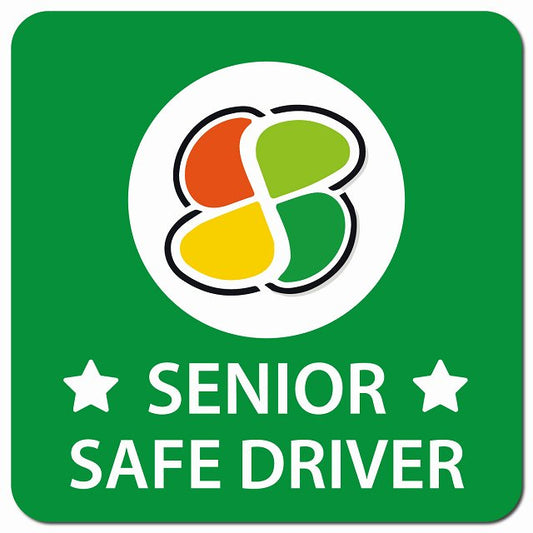 高齢者マーク SENIOR SAFE DRIVER グリーン 車用 マグネット 13x13cm 正方形 カーマグネット 表示プレート
