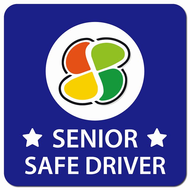 高齢者マーク SENIOR SAFE DRIVER ブルー 車用 マグネット 13x13cm 正方形 カーマグネット 表示プレート
