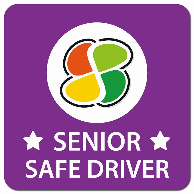 高齢者マーク SENIOR SAFE DRIVER パープル 車用 マグネット 13x13cm 正方形 カーマグネット 表示プレート