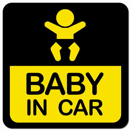 BABY IN CAR 丸ゴシックテキスト ブラック 車用 マグネット 13x13cm 正方形