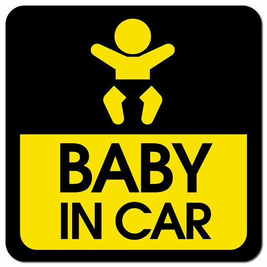 BABY IN CAR ゴシックテキスト ブラック 車用 マグネット 13x13cm 正方形