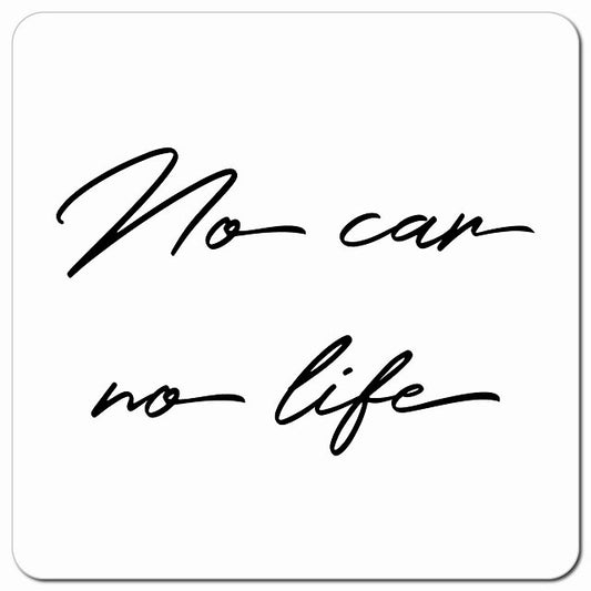 No car no life ノーカーノーライフ ホワイト シンプル 筆記体 車用 マグネット 13x13cm 正方形 カーマグネット 表示プレート