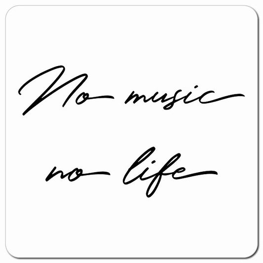 No music no life ノーミュージックノーライフ ホワイト シンプル 筆記体 車用 マグネット 13x13cm 正方形 カーマグネット 表示プレート