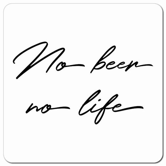 No beer no life ノービールノーライフ ホワイト シンプル 筆記体 車用 マグネット 13x13cm 正方形 カーマグネット 表示プレート