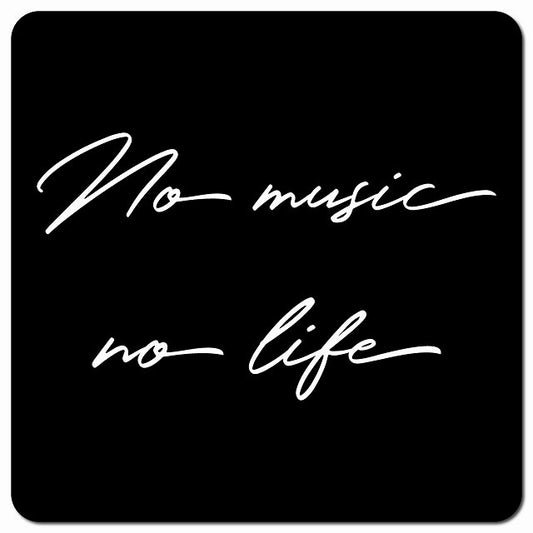 No music no life ノーミュージックノーライフ ブラック シンプル 筆記体 車用 マグネット 13x13cm 正方形 カーマグネット 表示プレート