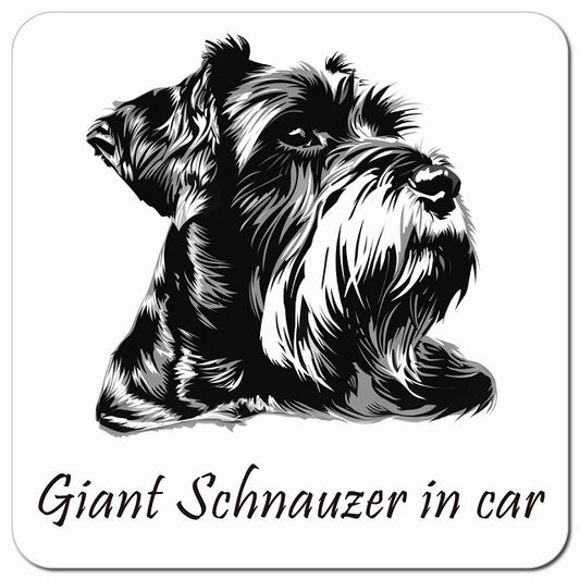 Dog in Car イラスト付 ジャイアントシュナウザー Aタイプ 車用 マグネット 13x13cm 正方形 カーマグネット 表示プレート
