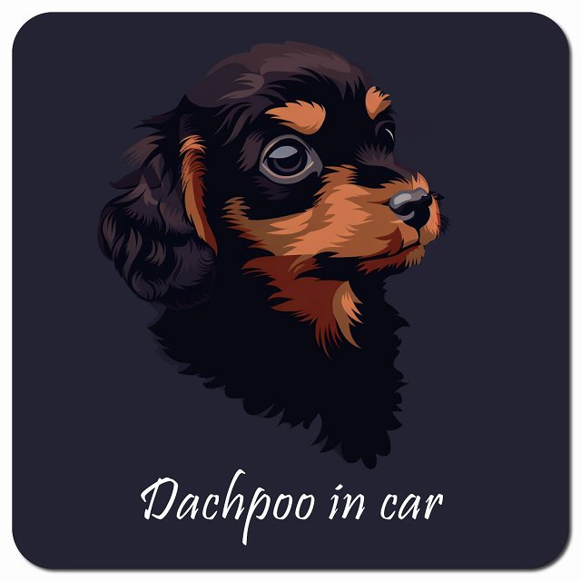 Dog in Car イラスト付 ダップー Aタイプ 車用 マグネット 13x13cm 正方形 カーマグネット 表示プレート