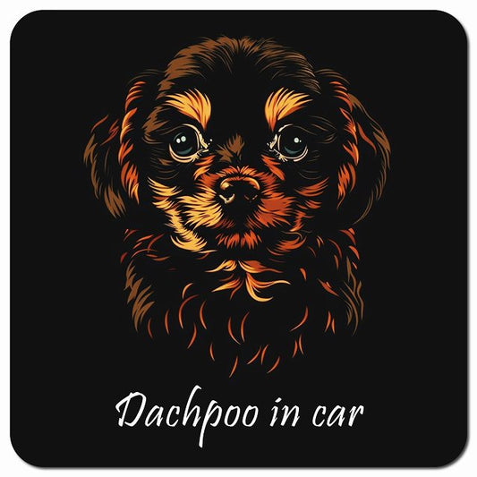 Dog in Car イラスト付 ダップー Bタイプ 車用 マグネット 13x13cm 正方形 カーマグネット 表示プレート