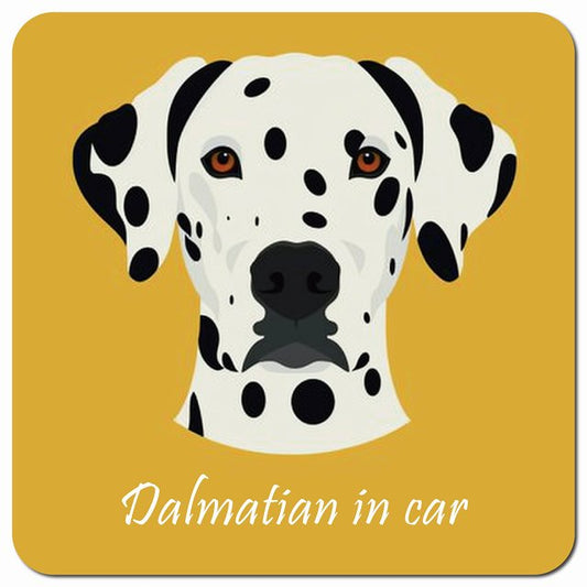 Dog in Car イラスト付 ダルメシアン Aタイプ 車用 マグネット 13x13cm 正方形 カーマグネット 表示プレート