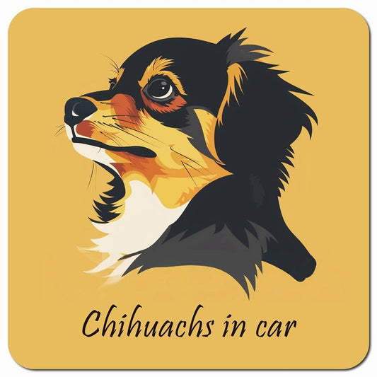 Dog in Car イラスト付 チワックス 黒 Aタイプ 車用 マグネット 13x13cm 正方形 カーマグネット 表示プレート