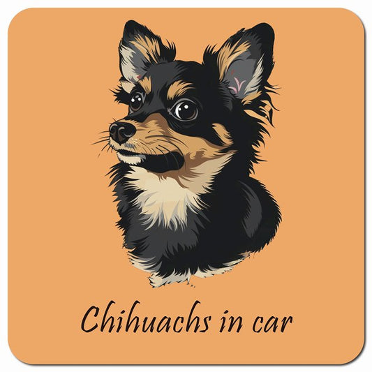 Dog in Car イラスト付 チワックス 黒 Bタイプ 車用 マグネット 13x13cm 正方形 カーマグネット 表示プレート