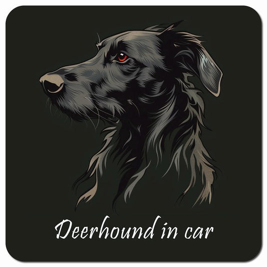 Dog in Car イラスト付 ディアハウンド Aタイプ 車用 マグネット 13x13cm 正方形 カーマグネット 表示プレート