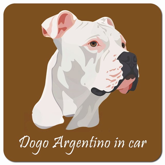 Dog in Car イラスト付 ドゴアルヘンティーノ Aタイプ 車用 マグネット 13x13cm 正方形 カーマグネット 表示プレート