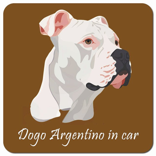 Dog in Car イラスト付 ドゴアルヘンティーノ Aタイプ 車用 マグネット 13x13cm 正方形 カーマグネット 表示プレート