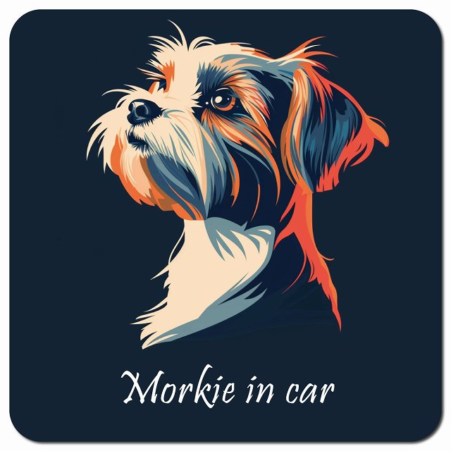 Dog in Car イラスト付 マルーキー Aタイプ 車用 マグネット 13x13cm 正方形 カーマグネット 表示プレート
