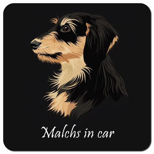 Dog in Car イラスト付 マルックス Aタイプ 車用 マグネット 13x13cm 正方形 カーマグネット 表示プレート