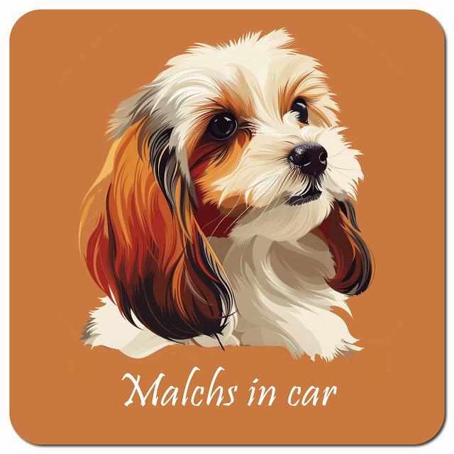Dog in Car イラスト付 マルックス Bタイプ 車用 マグネット 13x13cm 正方形 カーマグネット 表示プレート