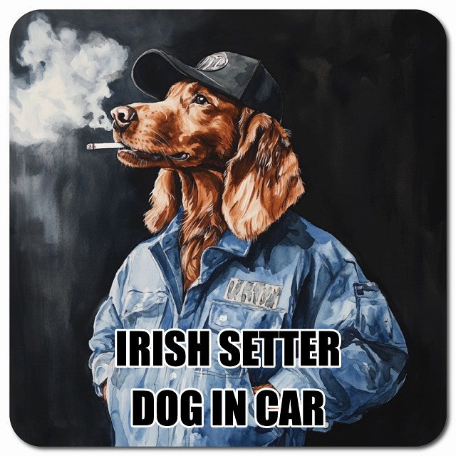 IRISH SETTER アイリッシュセッター 車用 作業服 マグネット 13x13cm 正方形 カーマグネット 表示プレート