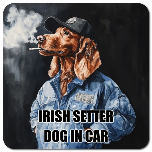 IRISH SETTER アイリッシュセッター 車用 作業服 マグネット 13x13cm 正方形 カーマグネット 表示プレート