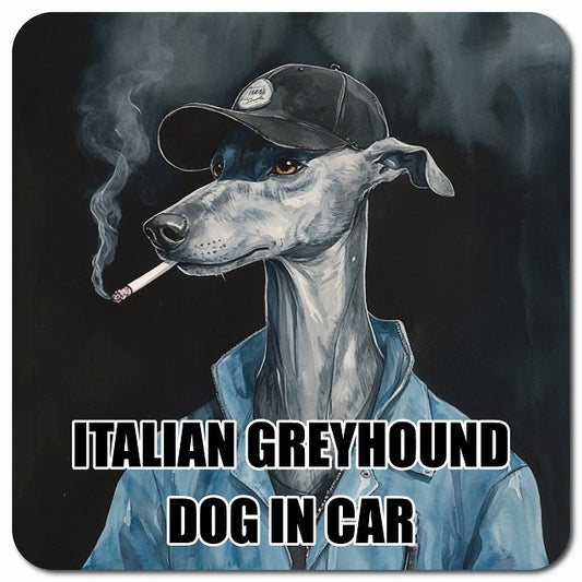 ITALIAN GREYHOUND イタリアングレーハウンド 車用 作業服 マグネット 13x13cm 正方形 カーマグネット 表示プレート