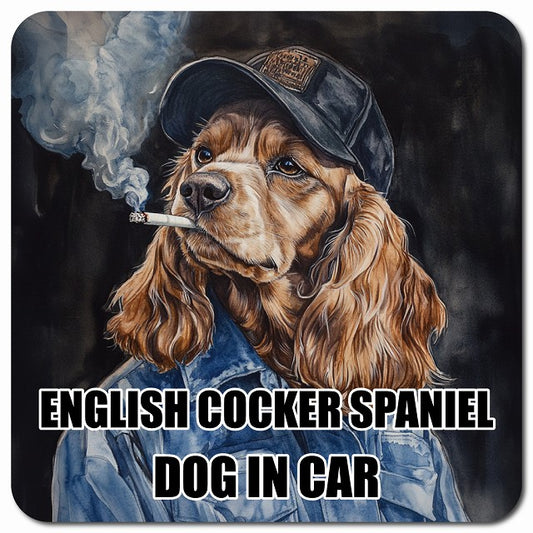ENGLISH COCKER SPANIEL イングリッシュコッカースパニエル 車用 作業服 マグネット 13x13cm 正方形 カーマグネット 表示プレート