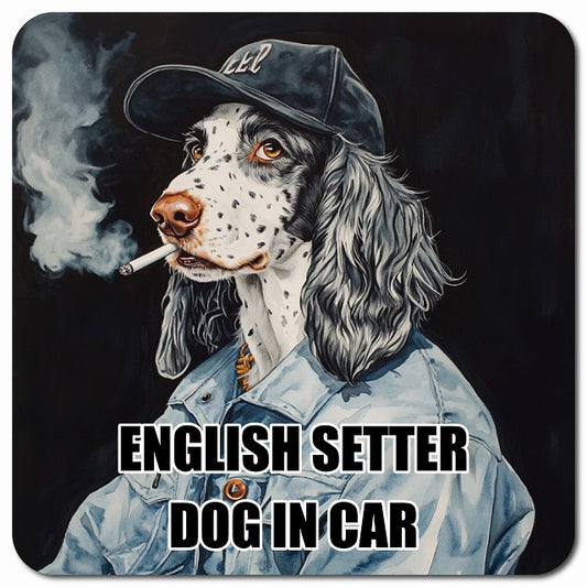 ENGLISH SETTER イングリッシュセッター 車用 作業服 マグネット 13x13cm 正方形 カーマグネット 表示プレート
