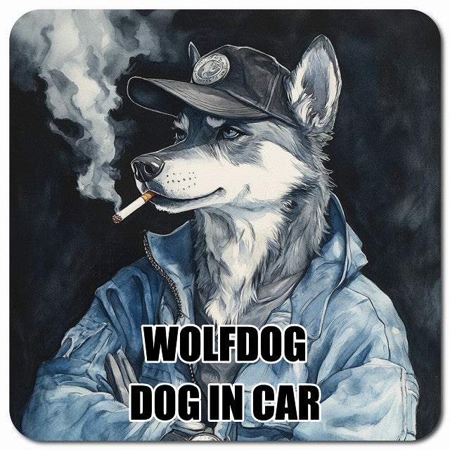 WOLFDOG ウルフドッグ 車用 作業服 マグネット 13x13cm 正方形 カーマグネット 表示プレート