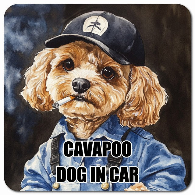 CAVAPOO キャバプー 車用 作業服 マグネット 13x13cm 正方形 カーマグネット 表示プレート