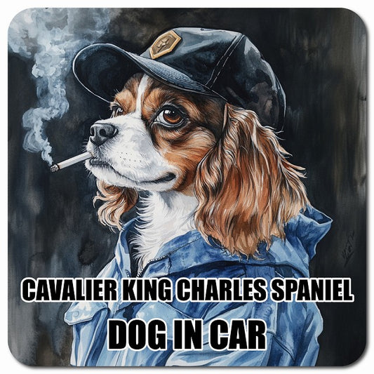 CAVALIER KING CHARLES SPANIEL キャバリアキングチャールズスパニエル 車用 作業服 マグネット 13x13cm 正方形 カーマグネット 表示プレート