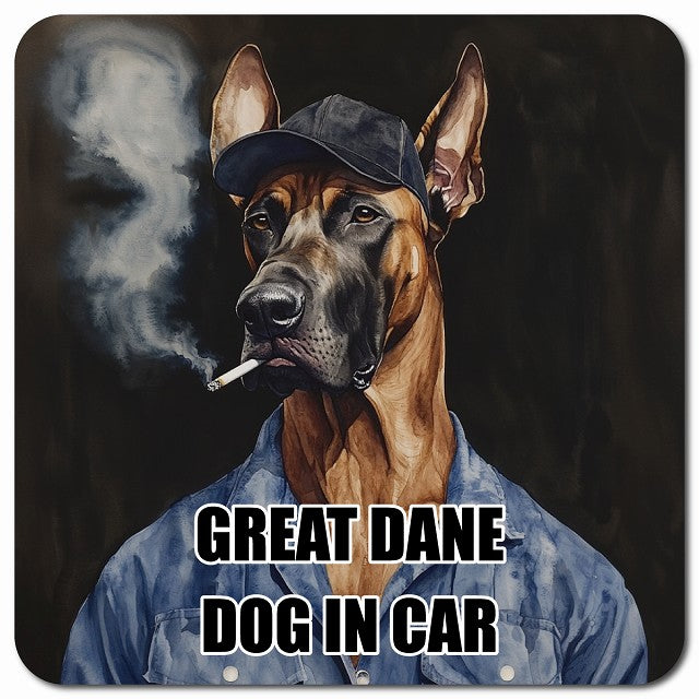 GREAT DANE グレートデーン 車用 作業服 マグネット 13x13cm 正方形 カーマグネット 表示プレート