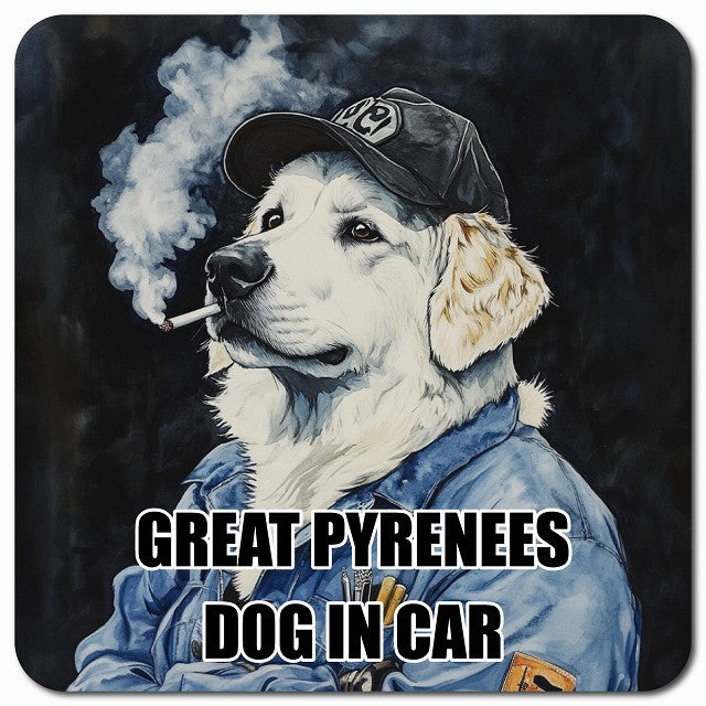GREAT PYRENEES グレートピレニーズ 車用 作業服 マグネット 13x13cm 正方形 カーマグネット 表示プレート