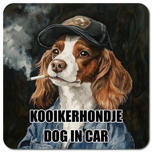 KOOIKERHONDJE コーイケルホーンディエ 車用 作業服 マグネット 13x13cm 正方形 カーマグネット 表示プレート