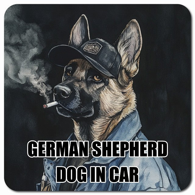 GERMAN SHEPHERD シェパード 車用 作業服 マグネット 13x13cm 正方形 カーマグネット 表示プレート