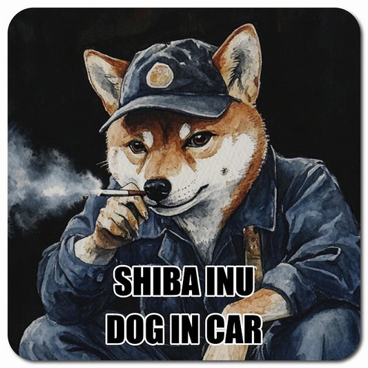 SHIBA 柴犬 車用 作業服 マグネット 13x13cm 正方形 カーマグネット 表示プレート