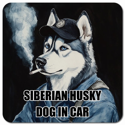 SIBERIAN HUSKY シベリアンハスキー 車用 作業服 マグネット 13x13cm 正方形 カーマグネット 表示プレート