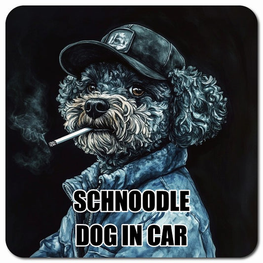 SCHNOODLE シュナプー 車用 作業服 マグネット 13x13cm 正方形 カーマグネット 表示プレート