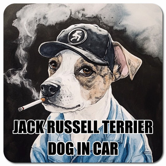 JACK RUSSELL TERRIER ジャックラッセルテリア 車用 作業服 マグネット 13x13cm 正方形 カーマグネット 表示プレート