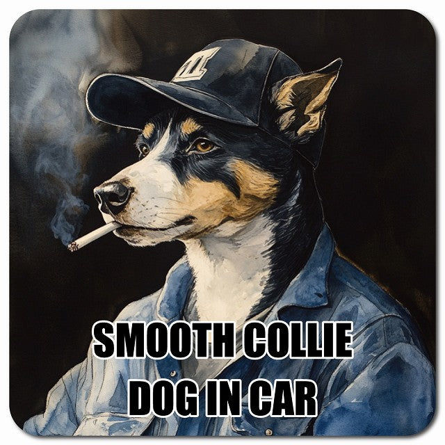 SMOOTH COLLIE スムースコリー 車用 作業服 マグネット 13x13cm 正方形 カーマグネット 表示プレート
