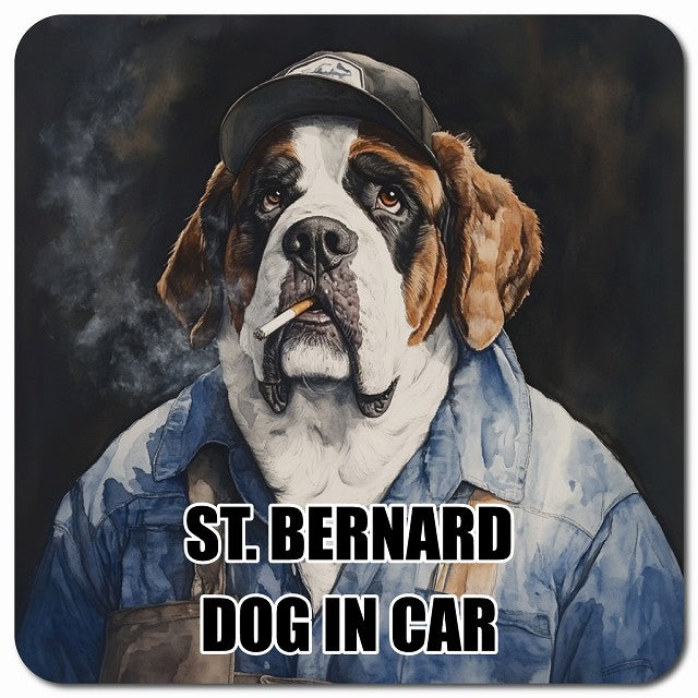 ST. BERNARD セントバーナード 車用 作業服 マグネット 13x13cm 正方形 カーマグネット 表示プレート