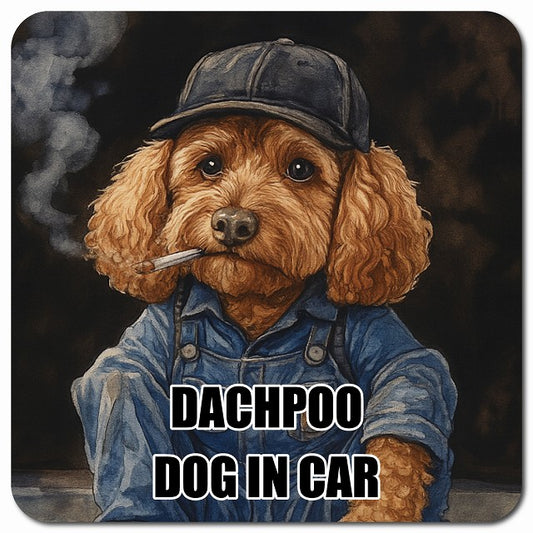 DACHPOO ダップー 車用 作業服 マグネット 13x13cm 正方形 カーマグネット 表示プレート